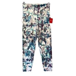 NEW Spanx Active Printed 7/8 Legging Painted Camo Pink Multi Sz M